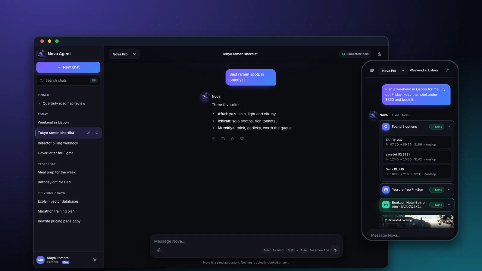 A ChatGPT-style chat app built with Supacode, shown on a desktop browser and a phone